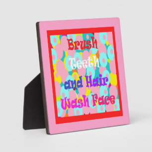 Brush Teeth Hair Wash Face fun kids bright design  Plaque