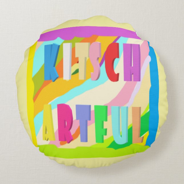 Brush Teeth Hair Wash Face fun kids bright design  Round Cushion (Back)