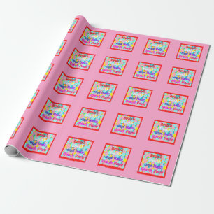 Brush Teeth Hair Wash Face fun kids bright design Wrapping Paper