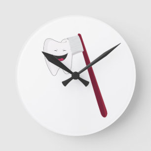 Brush Teeth Round Clock