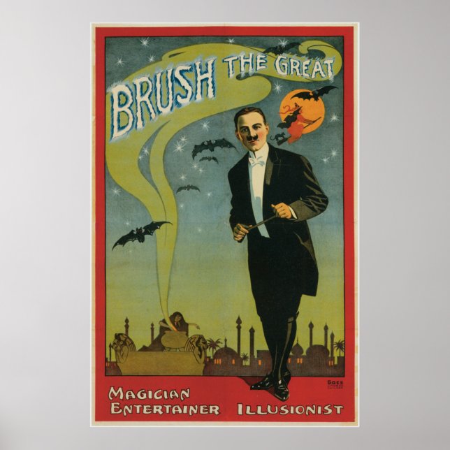 Brush ~ The Great Magician Vintage Magic Act Poster (Front)