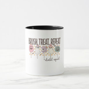 Brush Treat Repeat Dental Squad Funny Spooky Mug