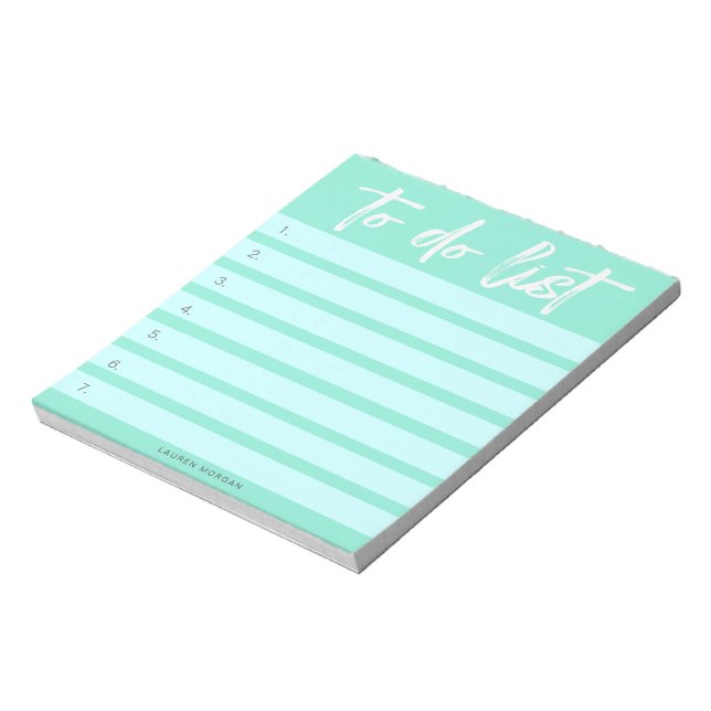 Brush Typography Pastels Turquoise To-Do List  Notepad (Rotated)