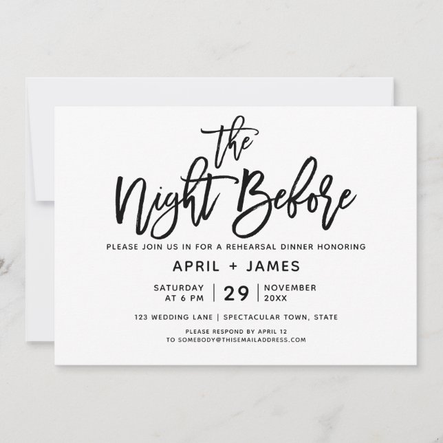 Brush Typography Rehearsal Dinner Invitation (Front)