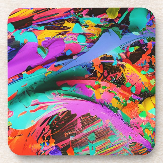 Brush  Vivid Color Splashes  Coaster (Front)