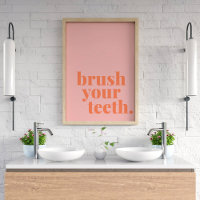 Brush Your Teeth Funny Colorful Bathroom Text Art