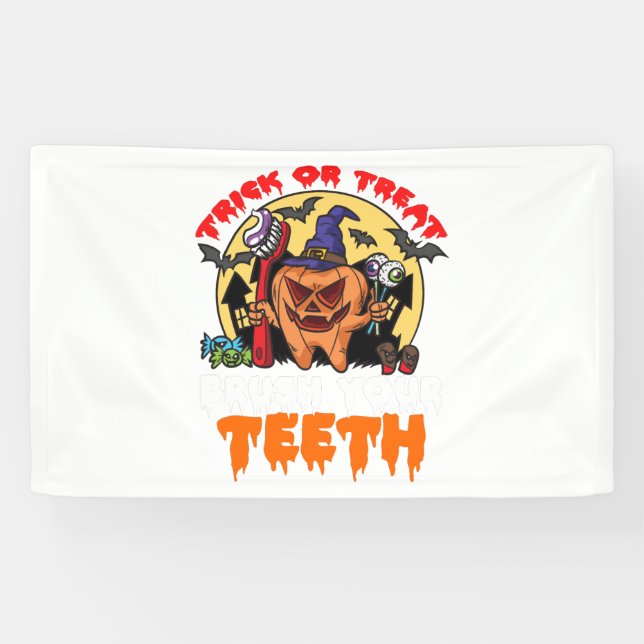 Brush Your Teeth Funny Dental Hygienist Pun Banner (Horizontal)