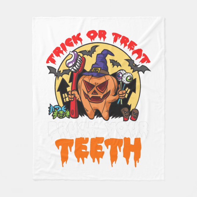 Brush Your Teeth Funny Dental Hygienist Pun Fleece Blanket (Front)
