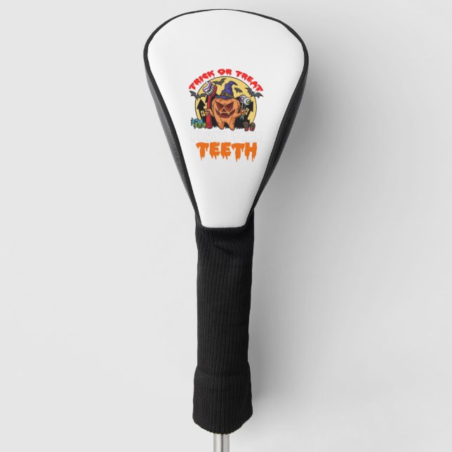 Brush Your Teeth Funny Dental Hygienist Pun Golf Head Cover (Front)