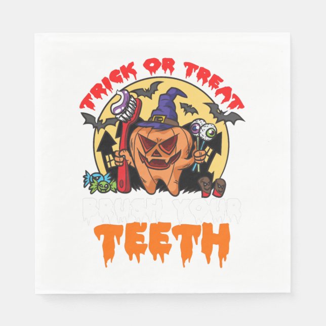 Brush Your Teeth Funny Dental Hygienist Pun Napkin (Front)