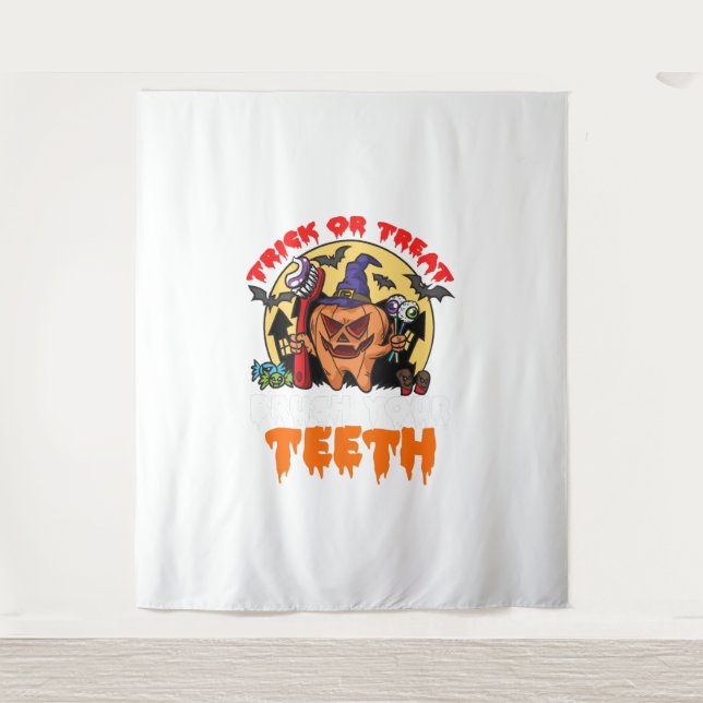 Brush Your Teeth Funny Dental Hygienist Pun Tapestry (Front)