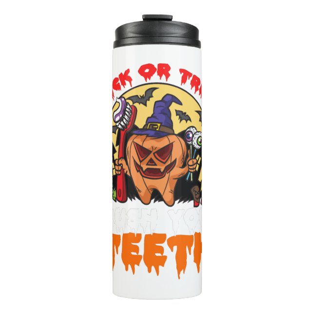 Brush Your Teeth Funny Dental Hygienist Pun Thermal Tumbler (Front)