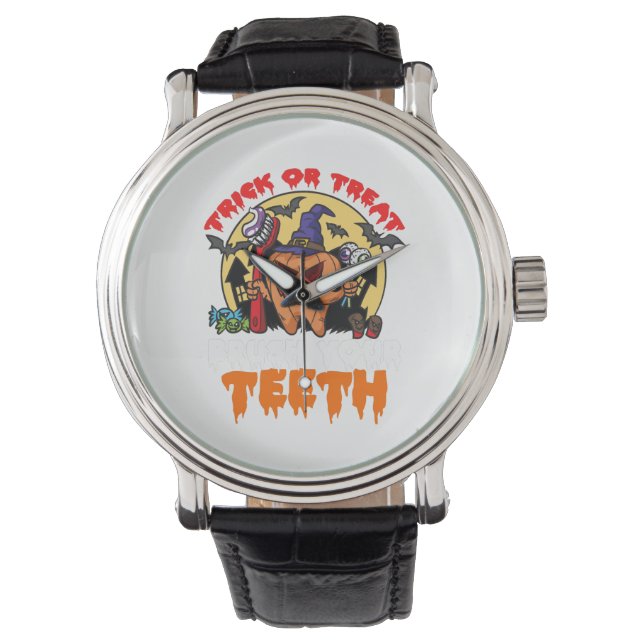 Brush Your Teeth Funny Dental Hygienist Pun Watch (Front)