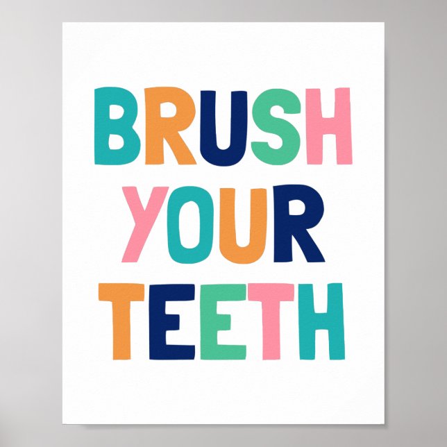 Brush Your Teeth, Kids Bathroom Decor (Front)