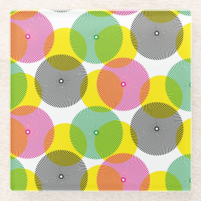 Brush Zigzags: Hand Drawn Pattern Glass Coaster (Front)