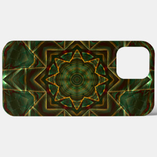 Brushed aged brownish blue kaleidoscope gear style iPhone 13 pro max case