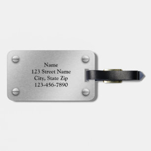 Brushed Aluminium and Screws Effect Luggage Tag
