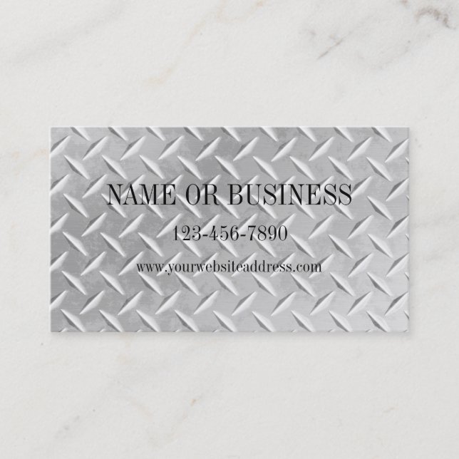 Brushed Aluminium Diamond Plate Metal Business Card (Front)