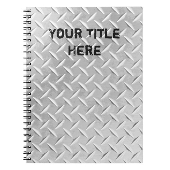 Brushed Aluminium Diamond Plate Metal Notebook (Front)