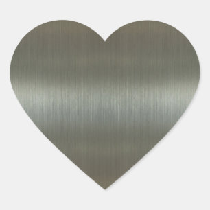 Brushed Aluminium Heart Sticker