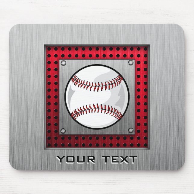 Brushed Aluminium look Baseball Mouse Mat (Front)
