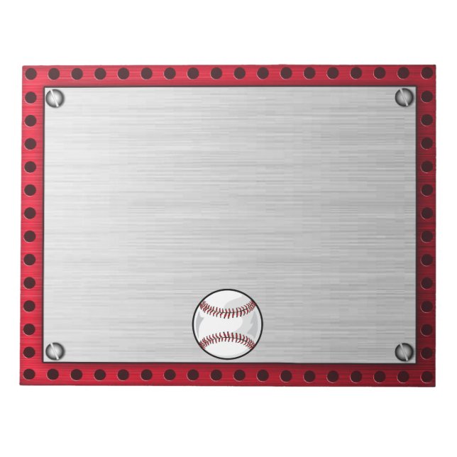 Brushed Aluminium look Baseball Notepad (Front)