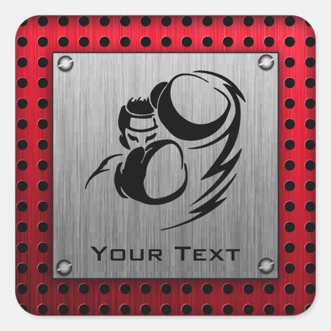 Brushed aluminium look Boxer Square Sticker (Front)