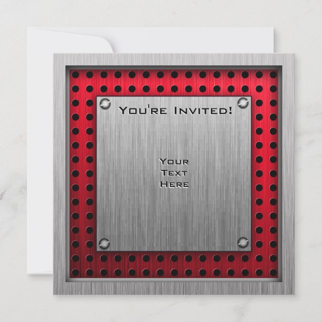 Brushed Aluminium look Golfer Invitation (Front)