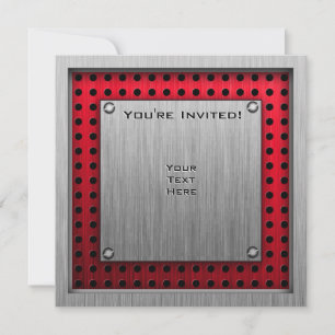 Brushed Aluminium look Golfer Invitation