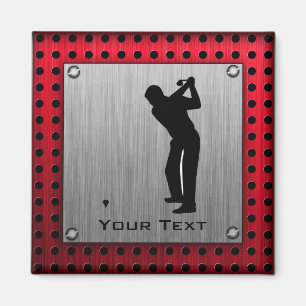 Brushed Aluminium look Golfer Magnet