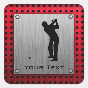 Brushed Aluminium look Golfer Square Sticker