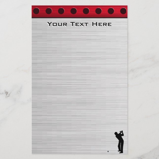 Brushed Aluminium look Golfer Stationery (Front)