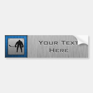 Brushed Aluminium look Hockey Bumper Sticker