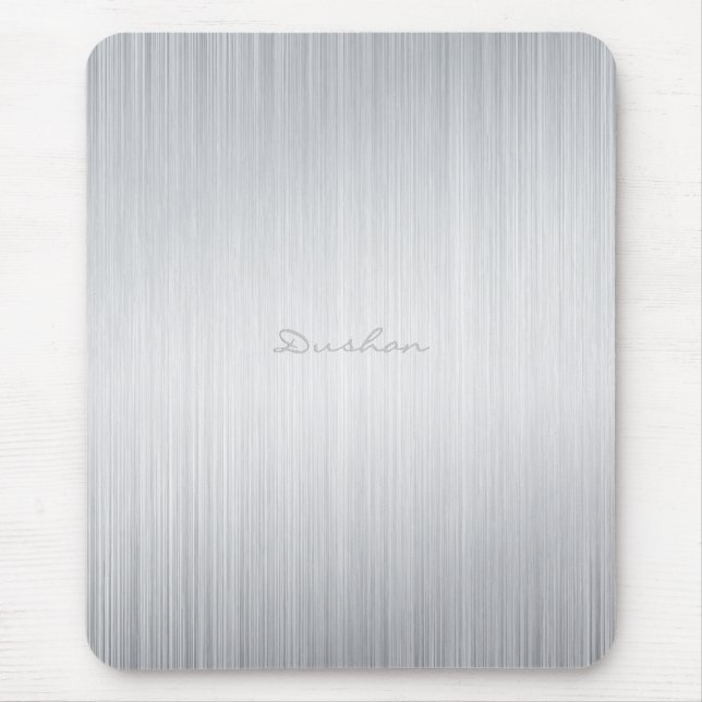 Brushed Aluminium Look Mouse Pad-Custom Name Mat (Front)