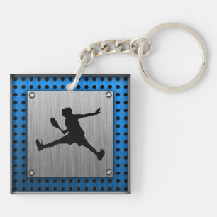 Brushed Aluminium look Tennis Key Ring