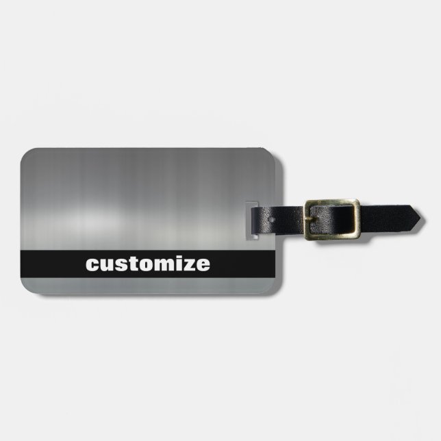 Brushed Aluminium Luggage Tag (Front Horizontal)