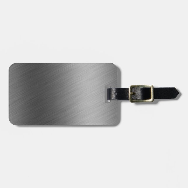Brushed Aluminium Metal Look Luggage Tag (Front Horizontal)