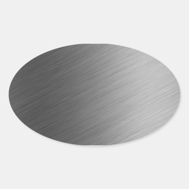 Brushed Aluminium Metal Look Oval Sticker (Front)