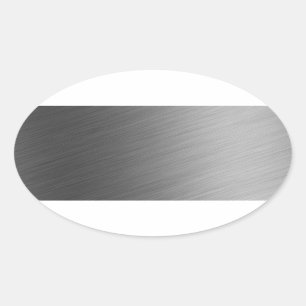 Brushed Aluminium Metal Look Oval Sticker