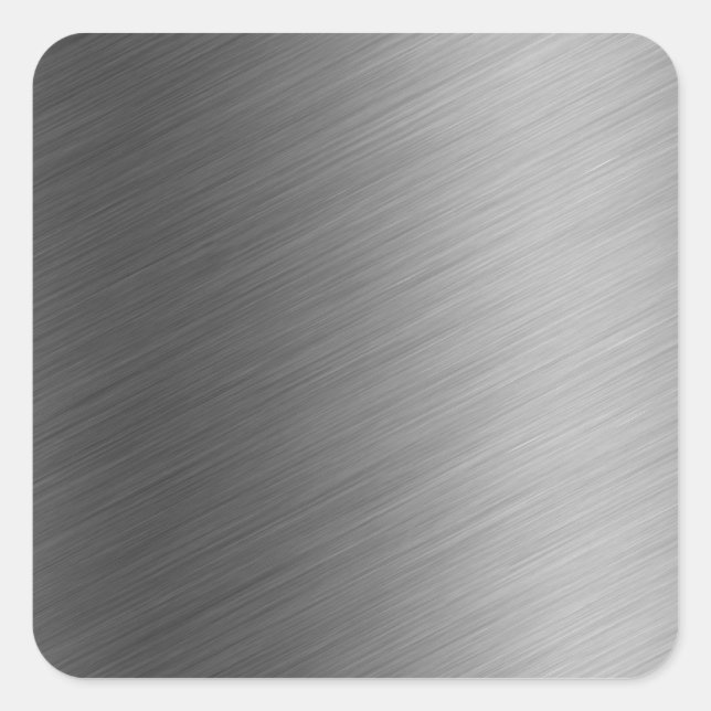 Brushed Aluminium Metal Look Square Sticker (Front)