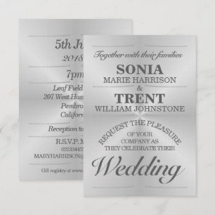 Brushed Aluminium Modern Wedding Invitation