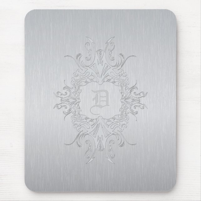 Brushed Aluminium Mouse Pad-Custom Initial Mat (Front)
