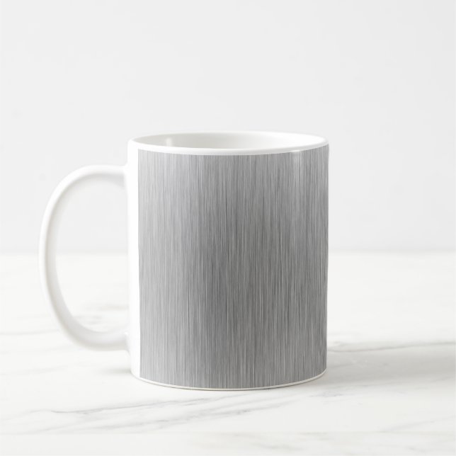 Brushed Aluminium Stainless Steel Textured Coffee Mug (Left)