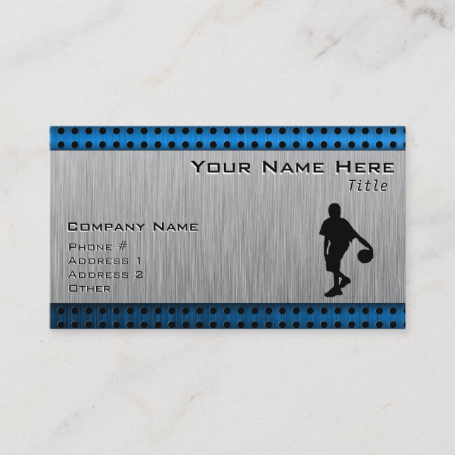 Brushed ALuminum look Basketball Player Business Card (Front)