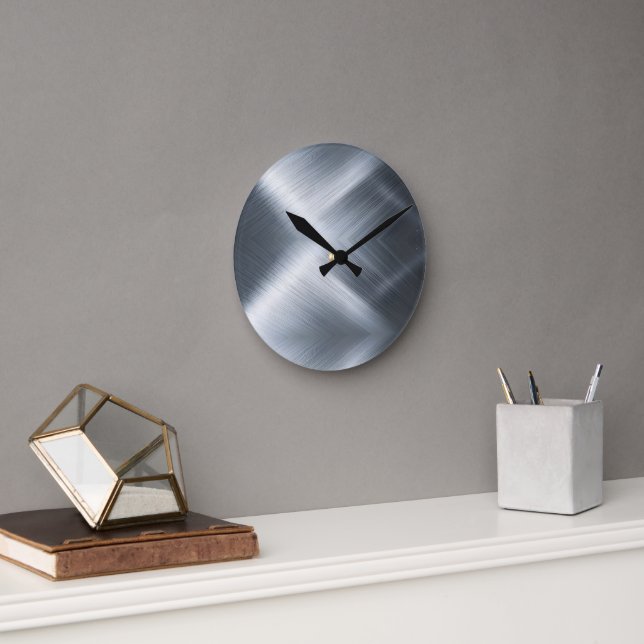 Brushed Aluminum Macro Texture Round Clock (Office)