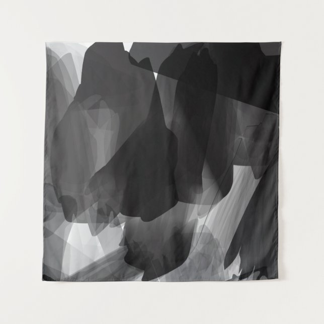 Brushed Black and white Painted Abstract Backgroun Tapestry (Front)