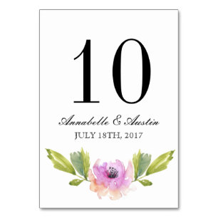 Brushed Blooms Watercolor Wedding Table Card