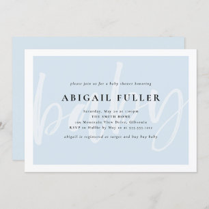 Brushed Blue and White Baby Shower Invitation