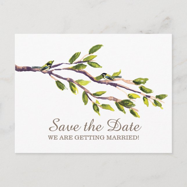 Brushed Branches Save the Date Postcard (Front)