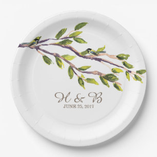 Brushed Branches Wedding Paper Plates
